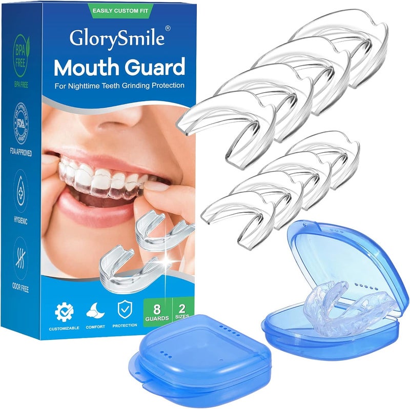 NEATEETH Mouth Guard for Clenching Teeth at Night, Upgraded Night Guards for Teeth Grinding, Pack of 8 Moldable Mouth Guard Stops Bruxism and Teeth Clenching 2 Sizes with Two Trip Cases2 - Image 1
